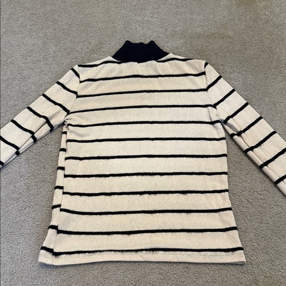 Zara Black and Cream Striped Turtleneck Sweater - Picture 5 of 7